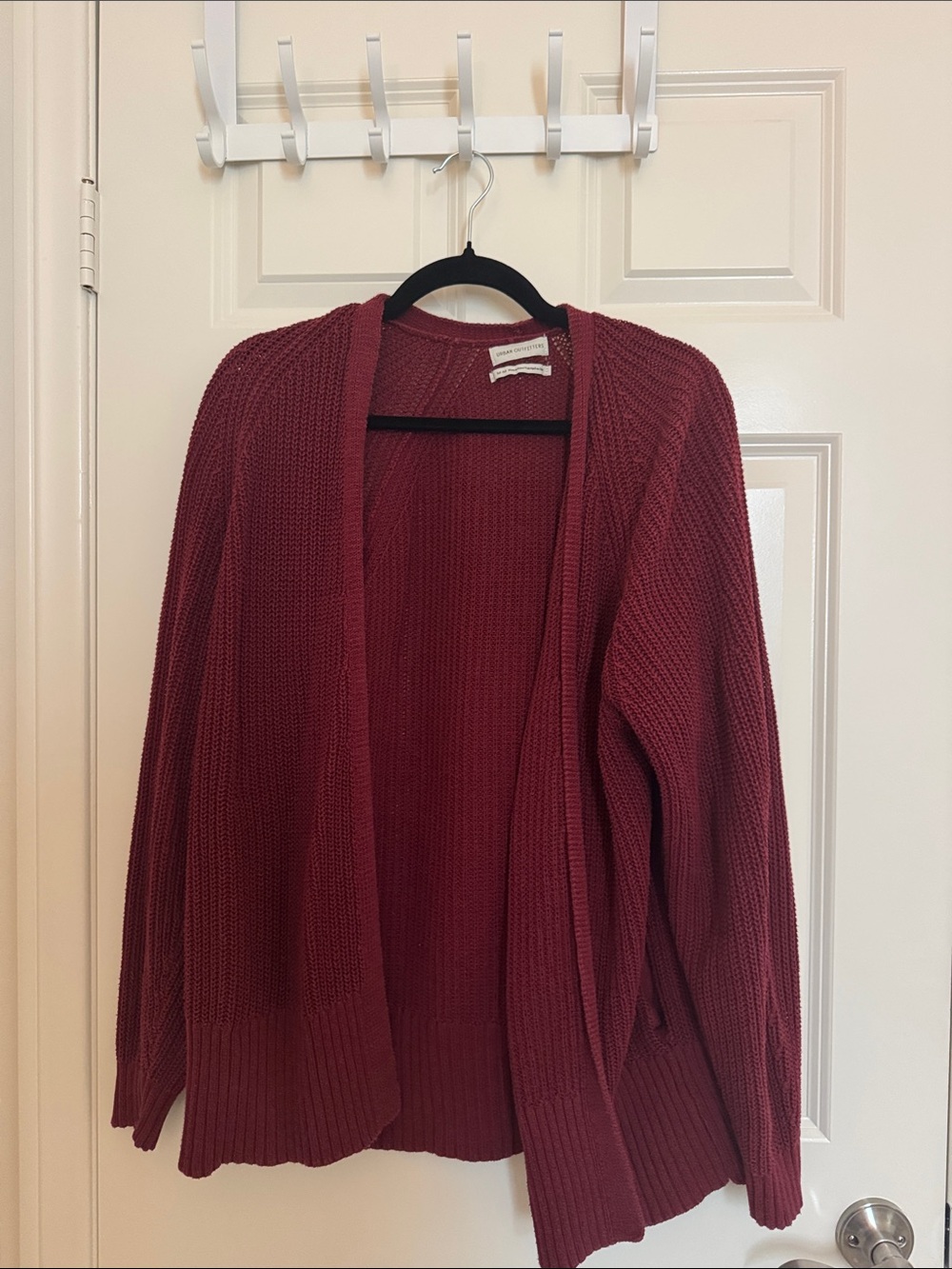 Urban Outfitters Open-Front Knit Cardigan Sweater - Burgundy Red